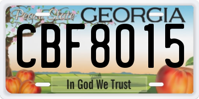 GA license plate CBF8015