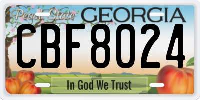 GA license plate CBF8024
