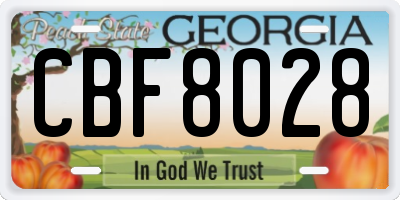 GA license plate CBF8028