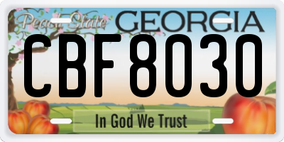 GA license plate CBF8030