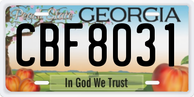 GA license plate CBF8031