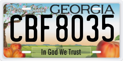 GA license plate CBF8035