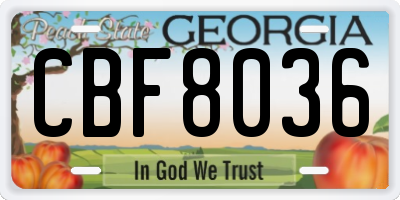 GA license plate CBF8036