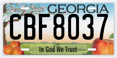 GA license plate CBF8037