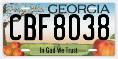 GA license plate CBF8038