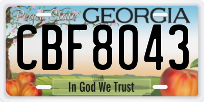 GA license plate CBF8043