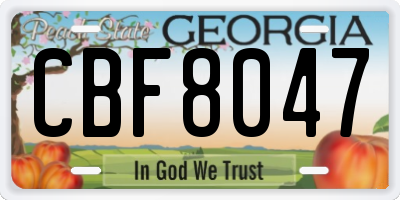 GA license plate CBF8047