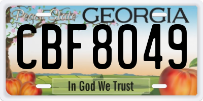 GA license plate CBF8049