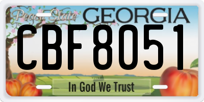 GA license plate CBF8051