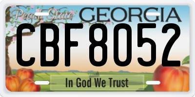 GA license plate CBF8052
