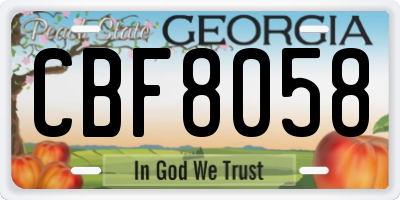 GA license plate CBF8058