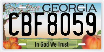 GA license plate CBF8059