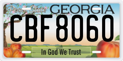 GA license plate CBF8060