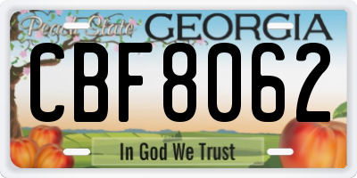 GA license plate CBF8062
