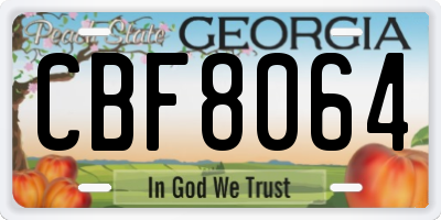 GA license plate CBF8064