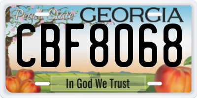 GA license plate CBF8068