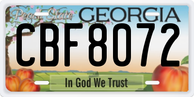GA license plate CBF8072