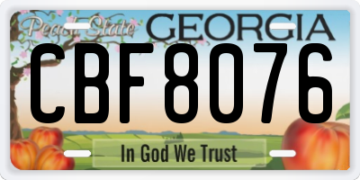 GA license plate CBF8076