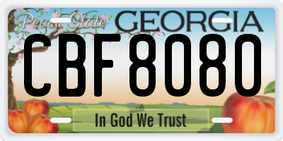 GA license plate CBF8080