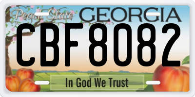 GA license plate CBF8082