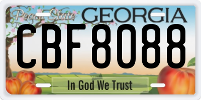 GA license plate CBF8088