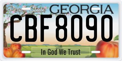 GA license plate CBF8090