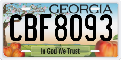 GA license plate CBF8093