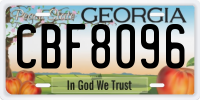 GA license plate CBF8096