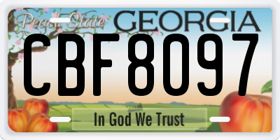 GA license plate CBF8097