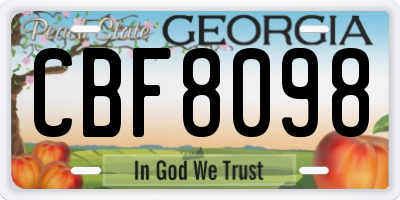 GA license plate CBF8098