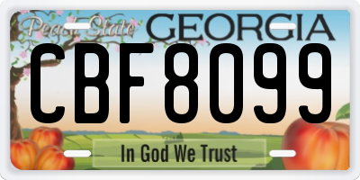 GA license plate CBF8099