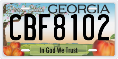 GA license plate CBF8102
