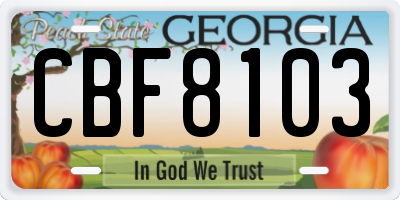 GA license plate CBF8103