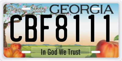 GA license plate CBF8111