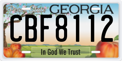 GA license plate CBF8112