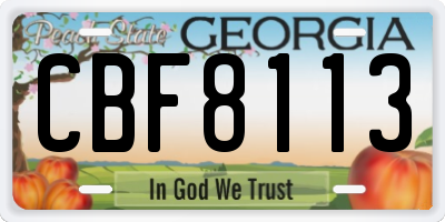 GA license plate CBF8113