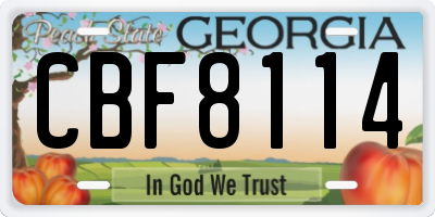 GA license plate CBF8114