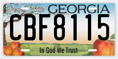 GA license plate CBF8115