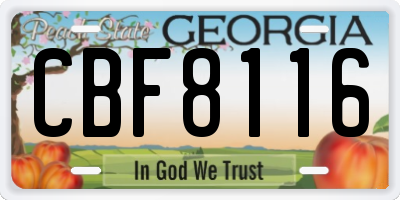 GA license plate CBF8116