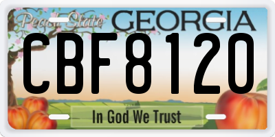 GA license plate CBF8120