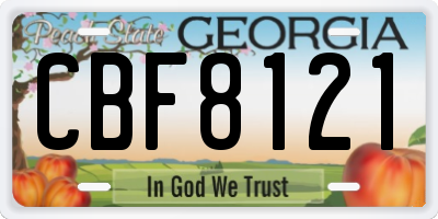 GA license plate CBF8121