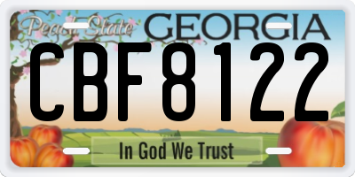 GA license plate CBF8122