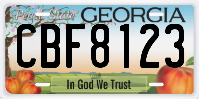 GA license plate CBF8123