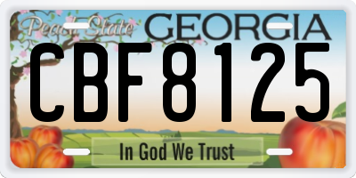 GA license plate CBF8125