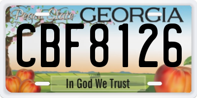 GA license plate CBF8126