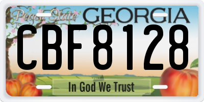 GA license plate CBF8128