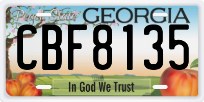 GA license plate CBF8135