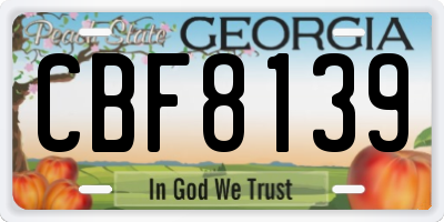 GA license plate CBF8139