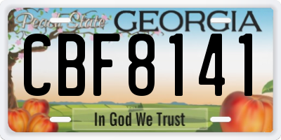 GA license plate CBF8141