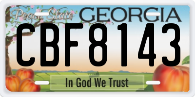 GA license plate CBF8143